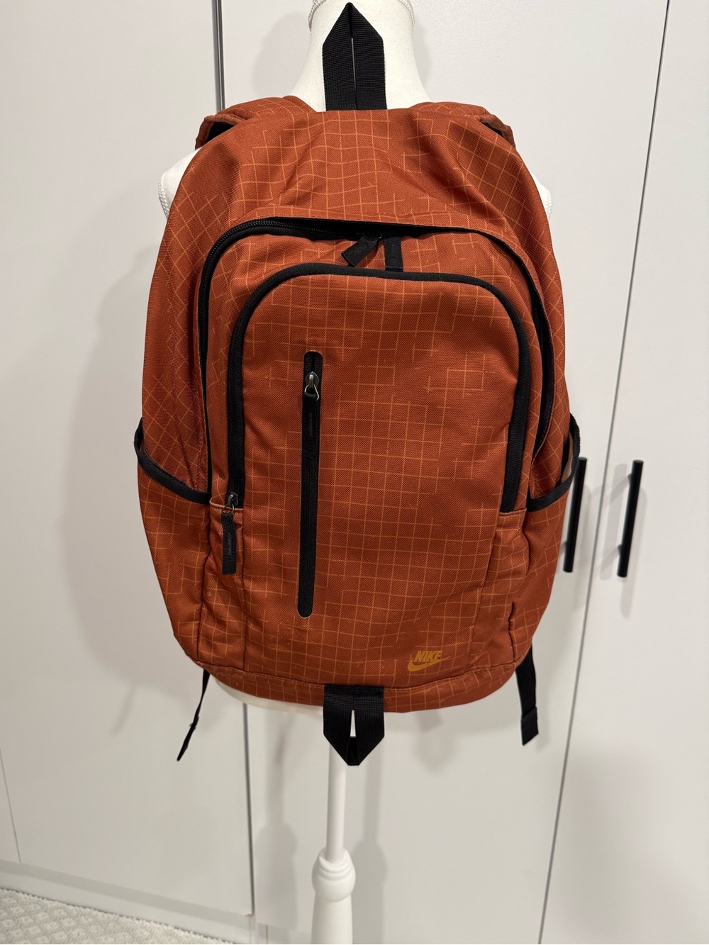 Nike All Access Soleday Printed Rust Orange Grid Backpack 15” Laptop